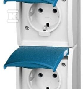 Gniazdo SCHUKO podwójne ze wstępnym okablowaniem z klapką stopień ochrony: IP 45 pionowy Ocean szary/zielono-N 20-02 EW-53-500 2CKA002084A0729