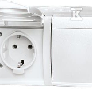 Gniazdo SCHUKO podwójne ze wstępnym okablowaniem z klapką stopień ochrony: IP 45 poziomy Ocean biały alpejski 20/2 EW-54-500 2CKA002084A0727