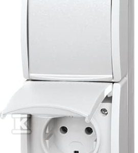 Gniazdo SCHUKO podwójne ze wstępnym okablowaniem z klapką stopień ochrony: IP 46 pionowy Ocean biały alpejski 20-02 EWN-54 2CKA002084A0714