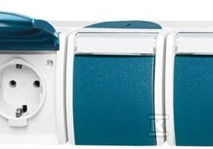 Gniazdo SCHUKO potrójne z klapką z polem opisowym stopień ochrony: IP44 poziomy Ocean szary/zielono-NIE 2300/3 EWN-53 2CKA002084A0704 Gniazdo SCHUKO potrójne z klapką z polem opisowym stopień ochrony: IP44 poziomy Ocean szary/zielono-NIE 2300/3 EWN-53 2CKA002084A0704