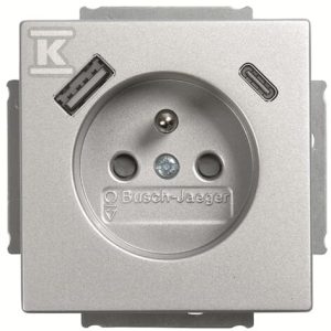 Gniazdo 230V USB A+C, Future linear 83 srebrny aluminium 20 MUCB2USBAC-83-500 2CKA002017A1915