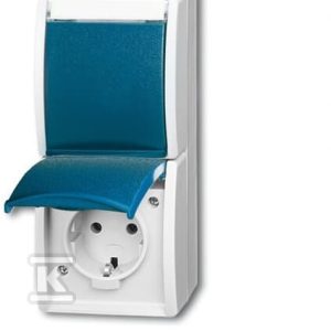 Gniazdo SCHUKO podwójne ze wstępnym okablowaniem z klapką stopień ochrony: IP 45 pionowy Ocean szary/zielono-NIEB 20-02 EWN-53 2CKA002084A0702