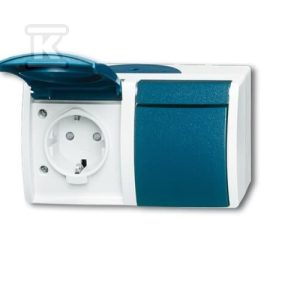 Gniazdo SCHUKO z przesłonami podwójne ze wstępnym okablowaniem z klapką stopień ochrony: IP44 poziomy Ocean SZAR 20/2 EBW-53 2CKA002084A0720 Gniazdo SCHUKO z przesłonami podwójne ze wstępnym okablowaniem z klapką stopień ochrony: IP44 poziomy Ocean SZAR 20/2 EBW-53 2CKA002084A0720