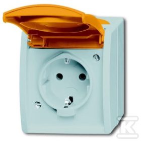 Gniazdo SCHUKO z pomarańczową klapką z szybkozłączami 2 P + E Ocean szary/zielono niebieski 20 EWN-14-53 2CKA002083A0820 Gniazdo SCHUKO z pomarańczową klapką z szybkozłączami 2 P + E Ocean szary/zielono niebieski 20 EWN-14-53 2CKA002083A0820