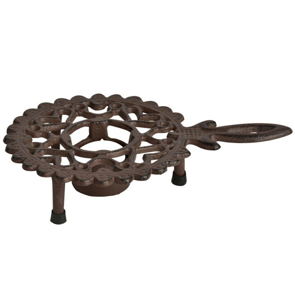 Podgrzewacz żeliwny brązowy 22 cm z uchwytem okrągły 957763