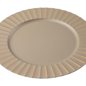 Podkładka pod talerz Karbowana 32,5 cm beżowa ze złotą linią 804773 Podkładka pod talerz Karbowana 32,5 cm beżowa ze złotą linią 804773