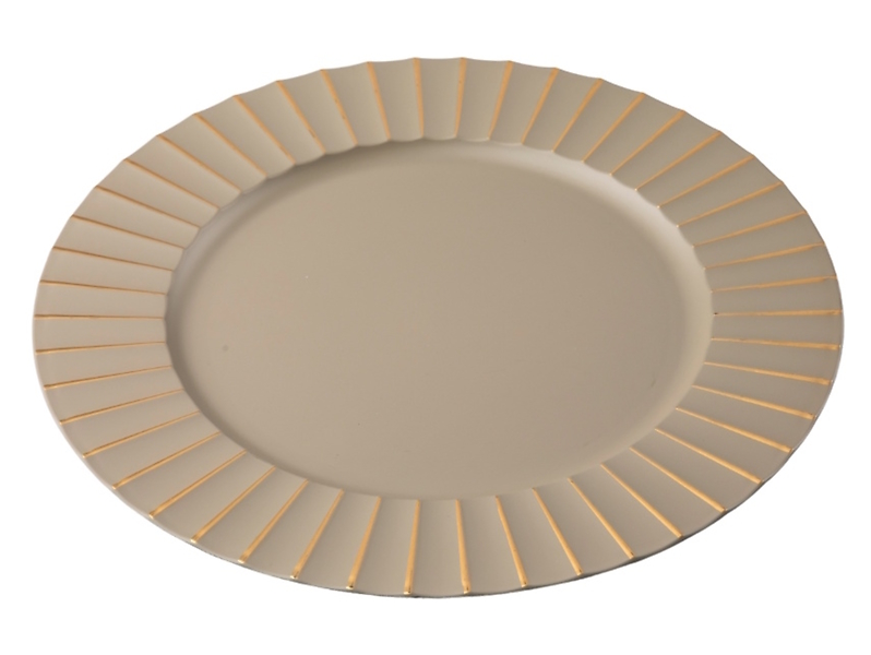 Podkładka pod talerz Karbowana 32,5 cm beżowa ze złotą linią 804773