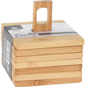 Podkładki pod kubek na stojaku, 6 sztuk, 10 x 10 cm, bambus 80517 Podkładki pod kubek na stojaku, 6 sztuk, 10 x 10 cm, bambus 80517