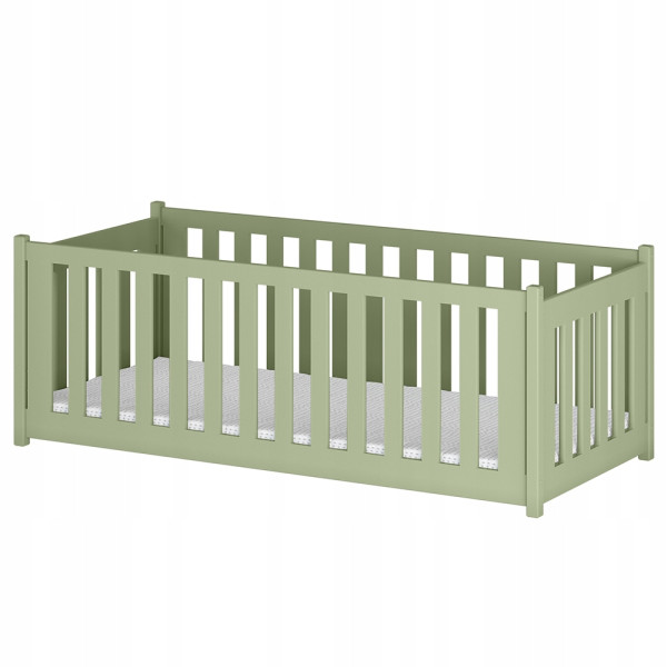 Podłogowe łóżko jednoosobowe z barierkami ochronnymi CONCEPT 80x190 oliwka 864575
