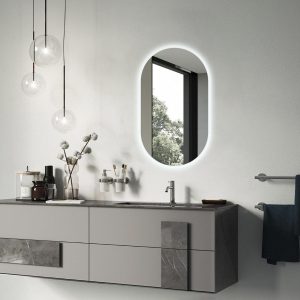 Podłużne Led Lustro Owal Do Sypialni Dekoracyjne 80×46 cm 117410 Podłużne Led Lustro Owal Do Sypialni Dekoracyjne 80×46 cm 117410