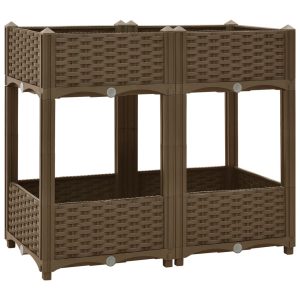 Podniesiona rabatka Brąz 80 x 40 x 71 cm polipropylen vidaXL 563846 Podniesiona rabatka Brąz 80 x 40 x 71 cm polipropylen vidaXL 563846