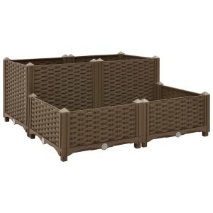 Podniesiona rabatka Brąz 80 x 80 x (23-38) cm vidaXL 564463 Podniesiona rabatka Brąz 80 x 80 x (23-38) cm vidaXL 564463