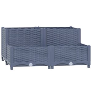 Podniesiona rabatka Szary 80 x 80 x (23-38) cm vidaXL 564512 Podniesiona rabatka Szary 80 x 80 x (23-38) cm vidaXL 564512