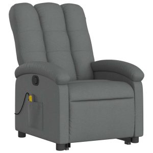 Podnoszony fotel masujący rozkładany ciemnoszary tkanina 789023 Podnoszony fotel masujący rozkładany ciemnoszary tkanina 789023
