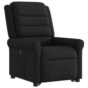 Podnoszony fotel rozkładany czarny obity tkaniną 789519 Podnoszony fotel rozkładany czarny obity tkaniną 789519
