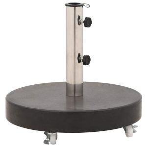 Podstawa pod parasol Czarny Granit Z kółkami vidaXL 260800 Podstawa pod parasol Czarny Granit Z kółkami vidaXL 260800