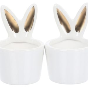 Podstawka na jajko Zając 2 szt. ceramiczne białe 54479 Podstawka na jajko Zając 2 szt. ceramiczne białe 54479