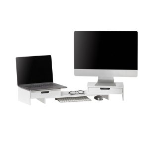 Podstawka pod monitor i laptop z organizacyjnymi szufladami do biurka biała 801343 Podstawka pod monitor i laptop z organizacyjnymi szufladami do biurka biała 801343