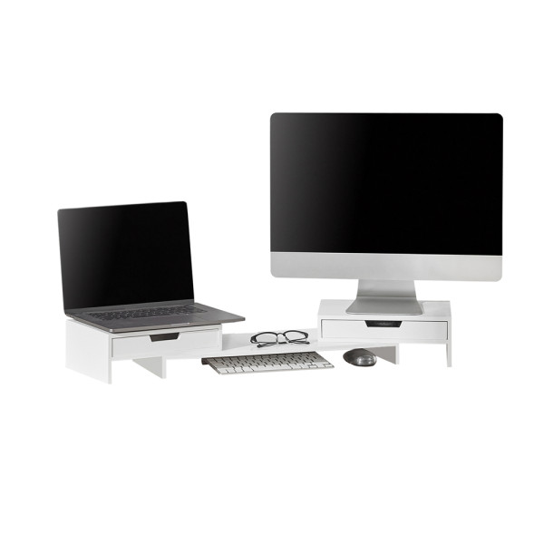 Podstawka pod monitor i laptop z organizacyjnymi szufladami do biurka biała 801343