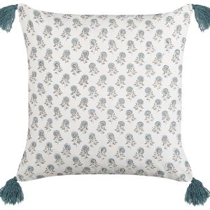 Poduszka bawełniana 45 x 45 cm biało-niebieska 64595 Poduszka bawełniana 45 x 45 cm biało-niebieska 64595