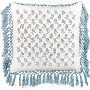 Poduszka bawełniana 45 x 45 cm biało-niebieska 64538 Poduszka bawełniana 45 x 45 cm biało-niebieska 64538