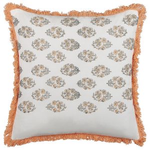 Poduszka bawełniana 45 x 45 cm biało-pomarańczowa 64323 Poduszka bawełniana 45 x 45 cm biało-pomarańczowa 64323