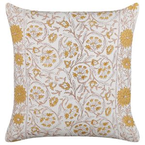 Poduszka bawełniana 45 x 45 cm biało-żółta 64457 Poduszka bawełniana 45 x 45 cm biało-żółta 64457