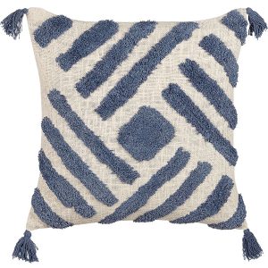 Poduszka bawełniana 45×45 cm beżowo-niebieska 159870 Poduszka bawełniana 45×45 cm beżowo-niebieska 159870