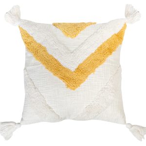 Poduszka dekoracyjna Ava 45×45 cm biało-żółta 33913 Poduszka dekoracyjna Ava 45×45 cm biało-żółta 33913