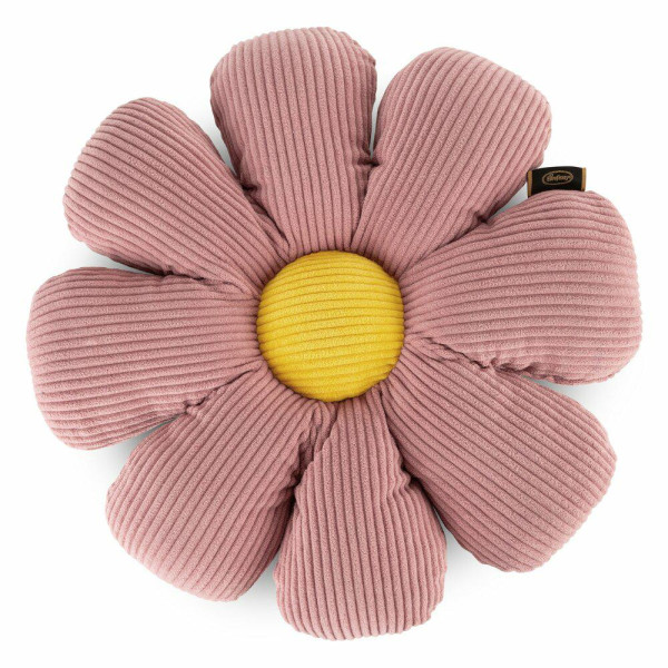 Poduszka dekoracyjna FLOWER kwiat sztruks pudrowy róż z żółtym środkiem 1004598
