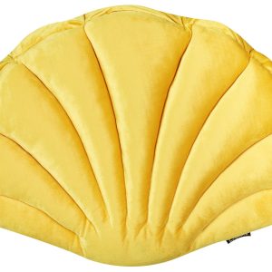 Poduszka dekoracyjna muszla welurowa żółta 169229