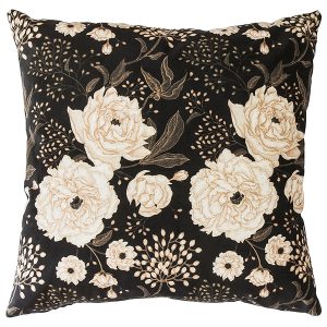 Poduszka dekoracyjna Piwonie 45×45 cm czarna 46505
