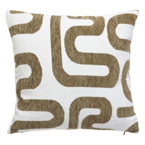 Poduszka dekoracyjna Safina 40×40 cm khaki biało geometryczna 1004611