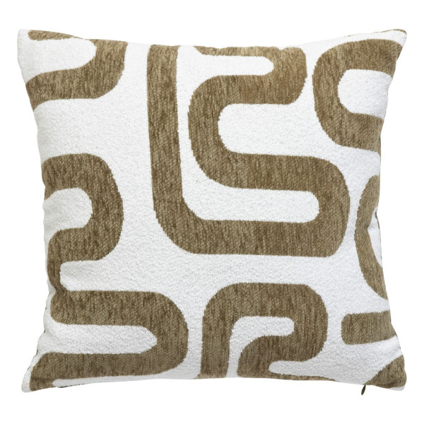 Poduszka dekoracyjna Safina 40x40 cm khaki biało geometryczna 1004611