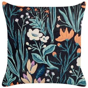 Poduszka dekoracyjna w kwiaty 45x45cm czarna 64604 Poduszka dekoracyjna w kwiaty 45x45cm czarna 64604