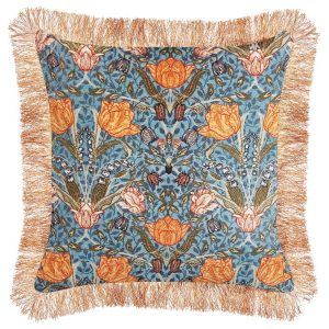 Poduszka dekoracyjna w kwiaty 45x45cm niebieska 64552 Poduszka dekoracyjna w kwiaty 45x45cm niebieska 64552
