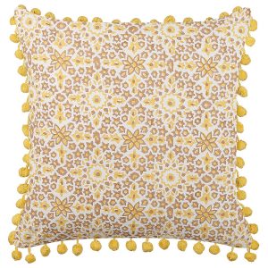 Poduszka dekoracyjna w kwiaty żółta 45×45 cm 64557 Poduszka dekoracyjna w kwiaty żółta 45×45 cm 64557