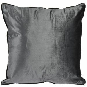 Poduszka dekoracyjna welurowa srebrna 45×45 cm glamour z lamówką na zamek 1004619 Poduszka dekoracyjna welurowa srebrna 45×45 cm glamour z lamówką na zamek 1004619