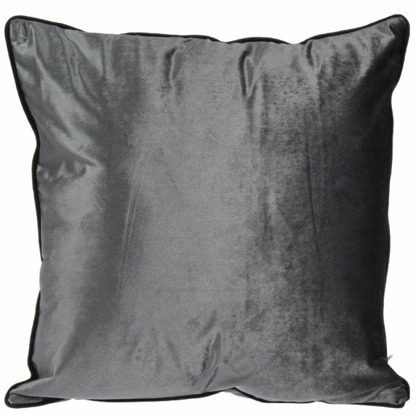 Poduszka dekoracyjna welurowa srebrna 45x45 cm glamour z lamówką na zamek 1004619