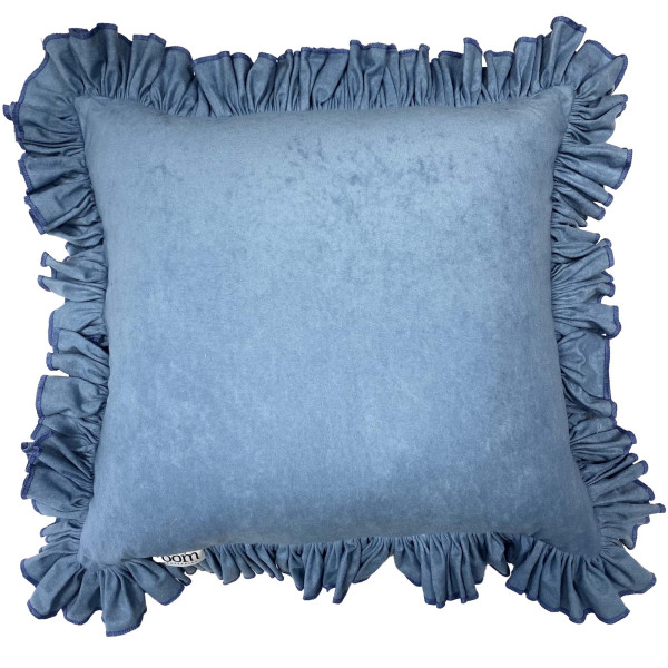 Poduszka Dekoracyjna Welurowa Z Ozdobną Falbanką Denim 50X50 472439