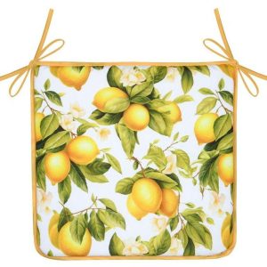 Poduszka na krzesło ACIDULE 38×38 cm z troczkami wzór cytryn boho 1004125 Poduszka na krzesło ACIDULE 38×38 cm z troczkami wzór cytryn boho 1004125