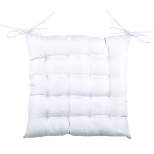 Poduszka na krzesło BEA 40×40 cm biała pikowana z wiązaniami 1024569 Poduszka na krzesło BEA 40×40 cm biała pikowana z wiązaniami 1024569