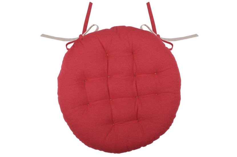 Poduszka na krzesło DUO okrągła 38 cm dwustronna pikowana czerwona beżowa 739224
