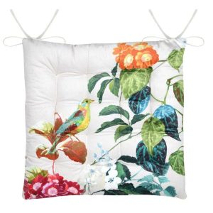 Poduszka na krzesło EMMY 38×38 cm biała wzór rośliny 807099 Poduszka na krzesło EMMY 38×38 cm biała wzór rośliny 807099