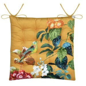 Poduszka na krzesło EMMY 38×38 cm musztardowa rośliny 807098 Poduszka na krzesło EMMY 38×38 cm musztardowa rośliny 807098