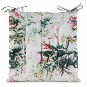 Poduszka na krzesło GARDEN 40×40 cm wodoodporna wzór roślinny z troczkami 1044442 Poduszka na krzesło GARDEN 40×40 cm wodoodporna wzór roślinny z troczkami 1044442