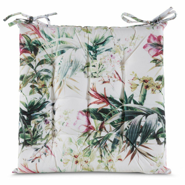 Poduszka na krzesło GARDEN 40x40 cm wodoodporna wzór roślinny z troczkami 1044442