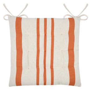Poduszka na krzesło MANDUEL 38×38 cm bawełna beżowo pomarańczowe pasy 1004126 Poduszka na krzesło MANDUEL 38×38 cm bawełna beżowo pomarańczowe pasy 1004126