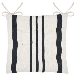 Poduszka na krzesło MANDUEL 38×38 cm bawełniana beżowa w czarne pasy 1004135 Poduszka na krzesło MANDUEL 38×38 cm bawełniana beżowa w czarne pasy 1004135