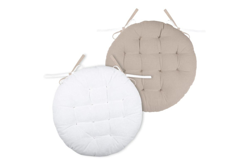 Poduszka na krzesło okrągła DUO, wiązana, 100% bawełny, Ø 38 cm 739225